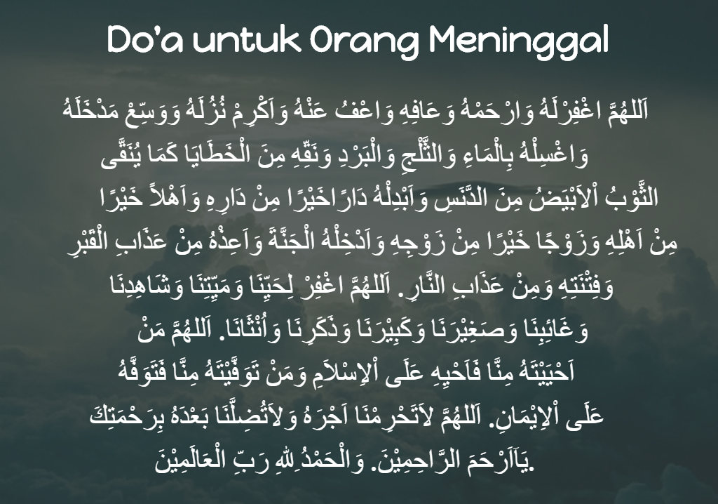 Bacaan Doa Untuk Orang Meninggal Dunia